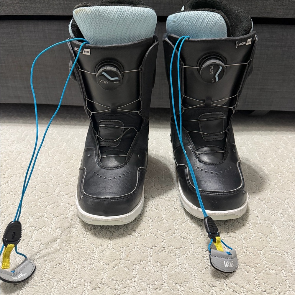 Vans Black and Blue Snowboard Boots Size 8.5